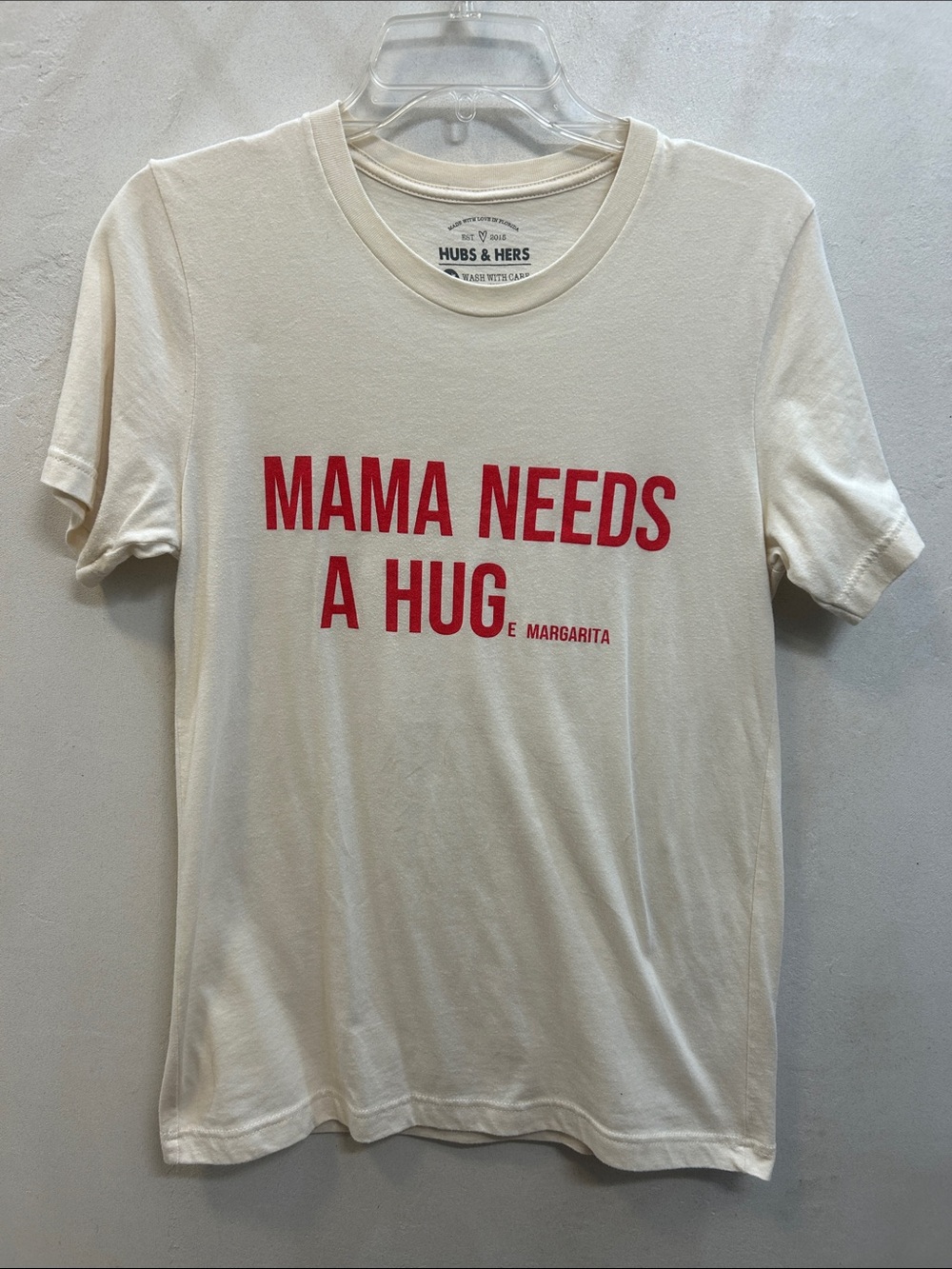 Kids "Mama Needs a Hug" Graphic Tee - Cream with Red Print